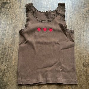 Brown heart lace brandy Melville tank